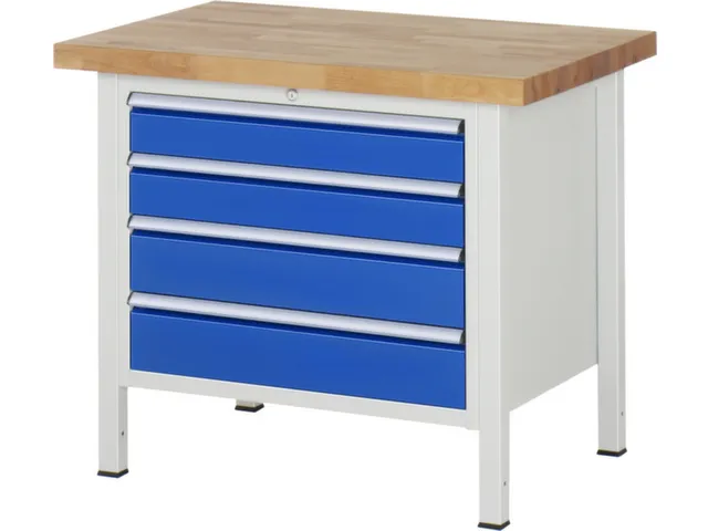 werkbank,HxBxD 840-1040x1000x700mm,beukblad,draagverm. 1250kg,4voeten