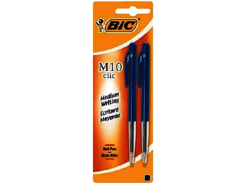 Balpen Bic M10 medium blauw blister à 2 stuks