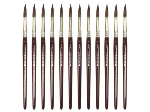 Ronde penseel Kangaro #12 kort gelakt hout doos a 12 stuks