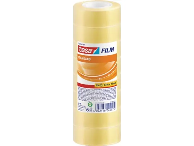 Plakband Tesafilm Standard, ft 19mmx33m, toren met 8 rolletjes