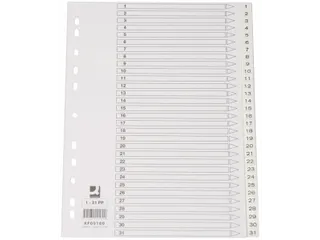 Tabbladen PP Set 1-31 Met Indexblad A4 11-Gaats Wit Personaliseerbaar - 1