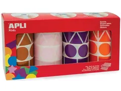 stickers XL 4 rollen in 4 kleuren en 4 vormen