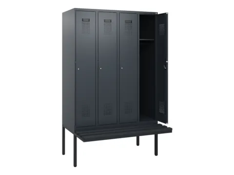 locker met bank,HxBxD 1950x1200x815mm,4vak,vak B 300mm,cilinderslot