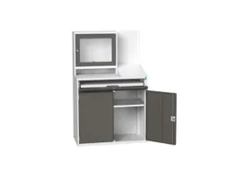 pc-kast monitorvak 1650x1050x550mm toetsenbordblad RAL7035+RAL7016