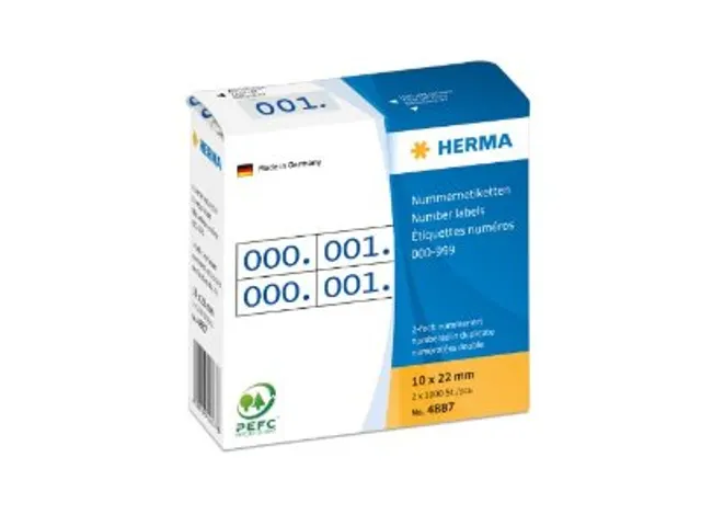 Nummer Etiketten 10x22mm Opdruk Blauw (1000 st)