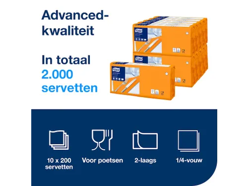 Tork 477843 Lunchservet Oranje 33x33cm 2-laags 1/4 vouw 10x200st