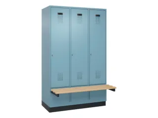 locker met bank,HxBxD 1950x1200x815mm,3vak,vak B 400mm,cilinderslot - 2