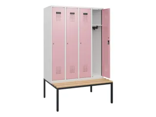 locker met bank,HxBxD 1950x1200x815mm,4vak,vak B 300mm,cilinderslot - 1