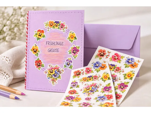 papieretiket Z-design Creative pak a 3 vel viooltjes
