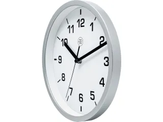 wandklok NXT diameter 20cm kunststof zilver, witte wijzerplaat cijfers - 3