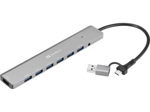 USB-C/A to 7x USB 3.0 Hub 136-66 zilver