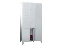 lockerkast,HxBxD 1850x1200x500mm,3x3vakken,RAL7035,front RAL7016
