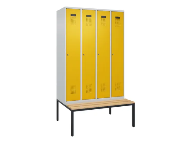 locker met bank,voor scheiding van kleding,HxBxD 2120x1200x815mm,4vak