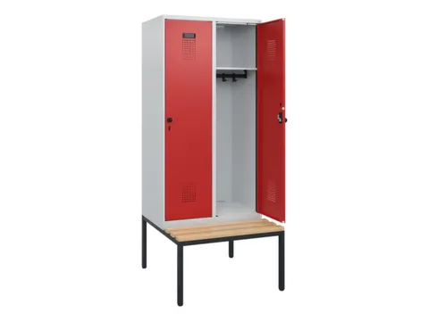 locker met bank,HxBxD 1950x800x815mm,2vak,vak B 400mm,draaigrendel