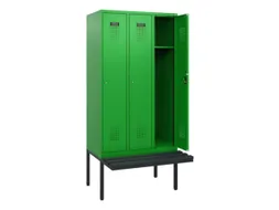 locker met bank,HxBxD 1950x900x815mm,3vak,vak B 300mm,cilinderslot