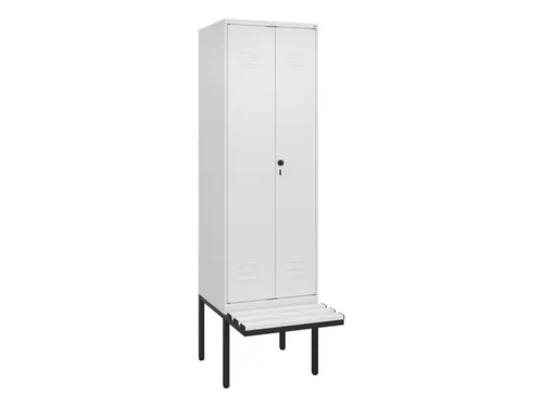 PBM-locker met bank,HxBxD 2120x600x815mm,2vak,vak B 300mm,draaigrendel