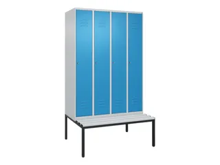 locker met bank,HxBxD 2120x1200x815mm,4vak,vak B 300mm,cil.-slot - 1