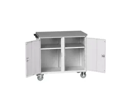 montagetafel 980x1050x600mm linoleumblad 2 kasten front RAL7035