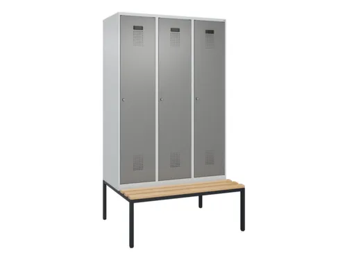 locker met bank,HxBxD 2120x1200x815mm,3vak,vak B 400mm,cilinderslot