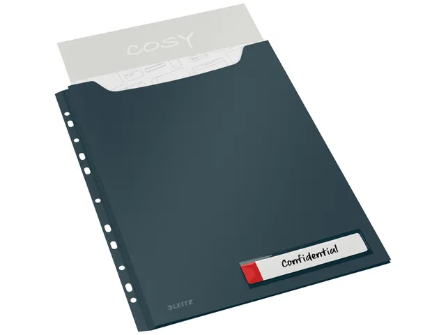 Insteekmap U-model Leitz Cosy harmonica A4 met perforatiestrip PP grij