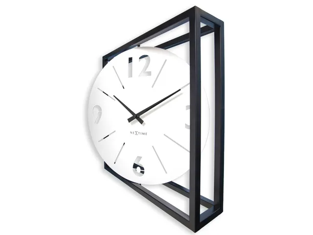 Tafel/wandklok NeXtime Time Frame 40x40cm wit metaal