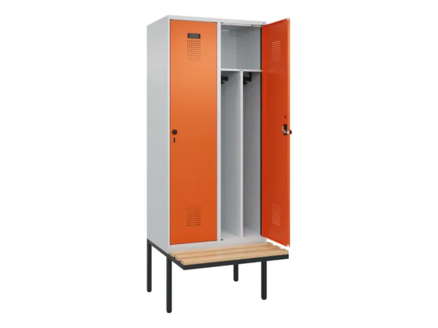 locker met bank,voor scheiding van kleding,HxBxD 2120x800x815mm,2vak