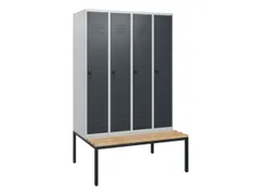 locker met bank,HxBxD 1950x1200x815mm,4vak,vak B 300mm,draaigrendel