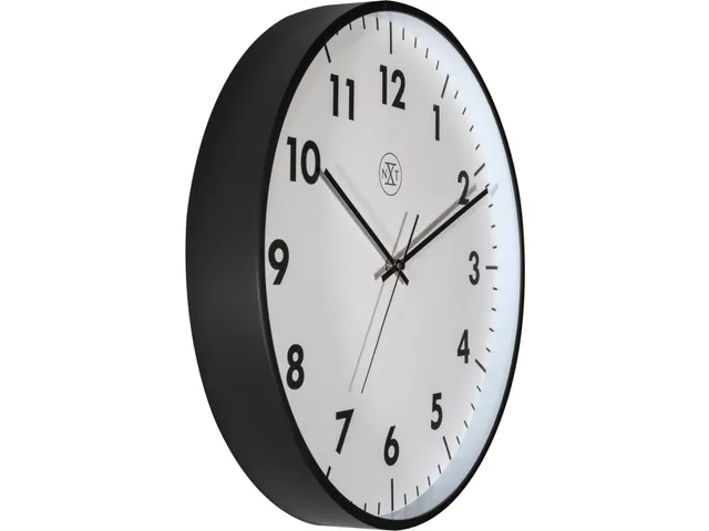 wandklok NXT STIL UURWERK 40cm kunststof wit zwarte cijfers