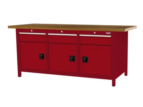 werkbank,HxBxD 860x2000x750mm,onderstel RAL3003,fronten RAL3003