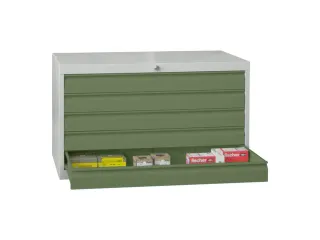 ladekast HxBxD 600x1023x600mm 5laden slot RAL7035 front RAL6011 - 2
