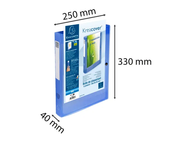 Klasseerdoos PP Krea cover rug 40mm blauw
