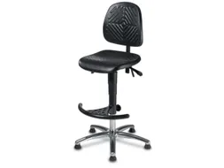 Werkplaatsstoel 580-830mm Pu-Zitting Vloerglijders Voetensteun Zwart