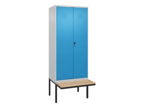 PBM-locker met bank,HxBxD 2120x800x815mm,2vak,vak B 400mm,draaigrendel