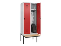 locker met bank,HxBxD 2120x800x815mm,2vak,vak B 400mm,draaigrendel