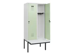 locker met bank,HxBxD 1950x800x815mm,2vak,vak B 400mm,draaigrendel