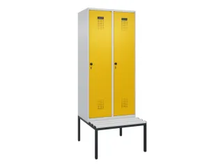 locker met bank,HxBxD 2120x800x815mm,2vak,vak B 400mm,draaigrendel - 2