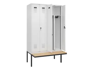 PBM-locker met bank,HxBxD 2120x1200x815mm,4vak,vak B 300mm - 1