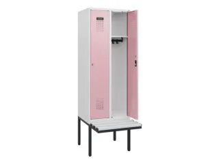 locker met bank,HxBxD 1950x600x815mm,2vak,vak B 300mm,cilinderslot - 1