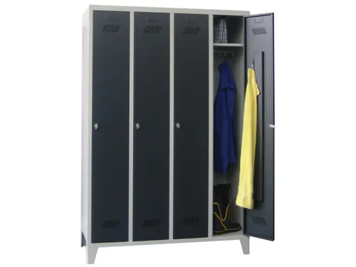 lockerkast,HxBxD 1850x1200x500mm,4vak,RAL7035,front RAL7016