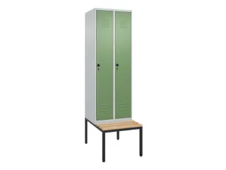 locker met bank,HxBxD 2120x600x815mm,2vak,vak B 300mm,draaigrendel - 1