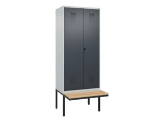 PBM-locker met bank,HxBxD 2120x800x815mm,2vak,vak B 400mm,draaigrendel - 2