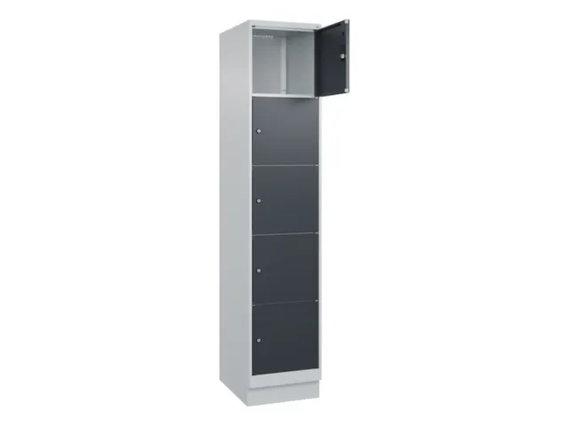 lockerkast,HxBxD 1950x400x500mm,1x5vakken,vak B 400mm,cil.-slot,sokkel
