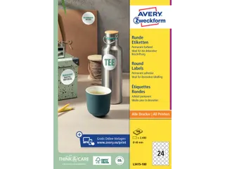 Etiket Avery Zweckform L3415 rond 40mm wit - 1