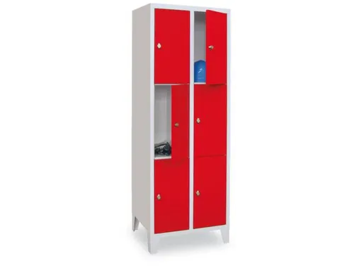 lockerkast,HxBxD 1850x800x500mm,2x3vakken,RAL7035,front RAL3000