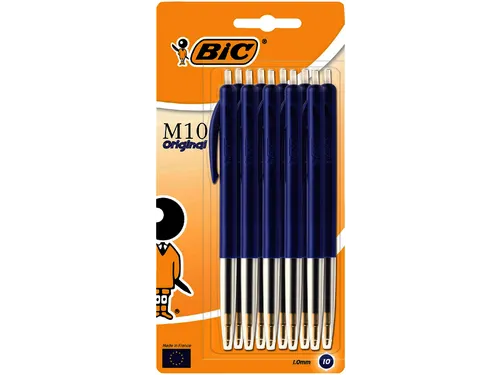 Balpen Bic M10 medium blauw blister à 10 stuks
