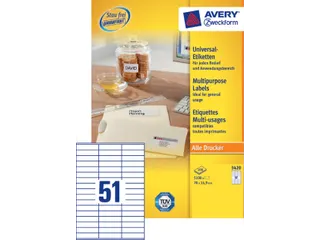 Etiket Avery Zweckform 3420 70x16.9mm wit 5100stuks - 2