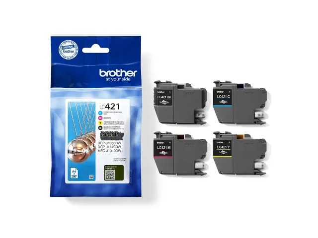 Inktcartridge Brother LC-421 zwart + 3 kleuren