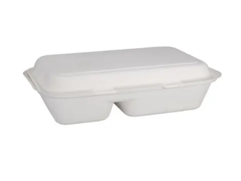 Menubak 2-vaks 1000ml 25x16x6cm Suikerrietpulp 50 Stuks