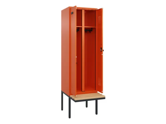 locker met bank,voor scheiding van kleding,HxBxD 2120x600x815mm,2vak