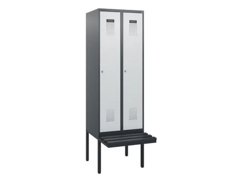 locker met bank,HxBxD 1950x600x815mm,2vak,vak B 300mm,cilinderslot